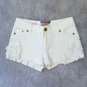 White Lace Jean Shorts